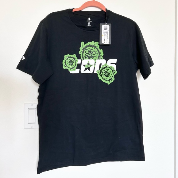 Converse 2000s Black T-Shirt With Embroidered Design 100% Cotton NWT Sz. Medium - Picture 5 of 9